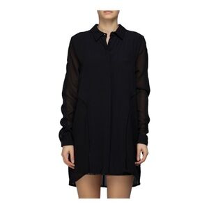 MINKPINK Hour Of Darkness Black Sheer Tunic Shirt Size Small